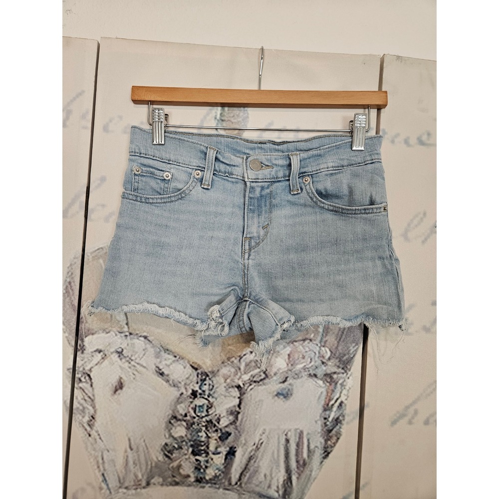Levis Denim Shorts 26 Light Wash Blue Raw Hem Cutoff High Rise Summer Casual